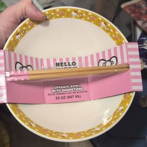 Hello Kitty Ceramic Bowl with Chopsticks